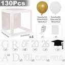 Graduation Decorations 2026,4 Pcs Transparent Balloon Boxes with Letters of GRAD,PROUD OF YOU,Class of 2026 and 130pcs White Gold Balloons Arch for High School College 2026 Grad Party Supplies