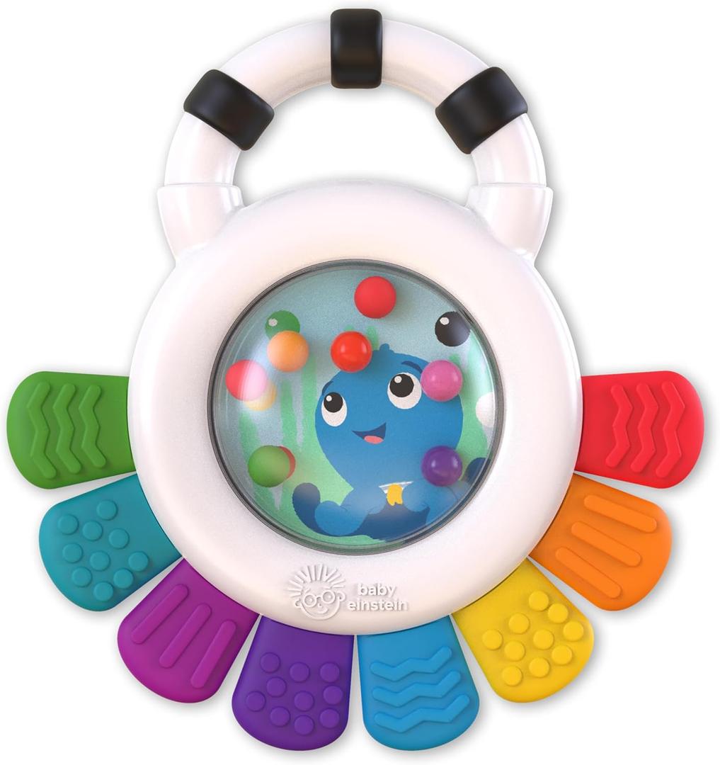 Baby Einstein Outstanding Opus The Octopus Sensory Rattle & Teether Multi-Use Toy, BPA Free & Chillable, 3 Months & up, Multicolored, Opus Rattle & Teether