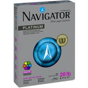 Navigator NPL1128 Platinum Paper, 99 Brightness, 28lb, 8-1/2 x 11, White, 500 Sheets per Ream