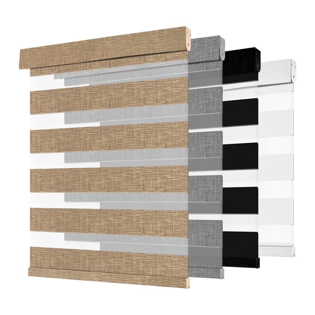 MoDanCeQ Cordless Zebra Blinds for Windows Brown 32" W x 72" H