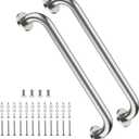 2 Pack 16 Inch Shower Grab Bar Satin Brushed Nickel, ZUEXT Stainless Steel Safety Grab Bar Handle, Bathroom Balance Bar, Safety Hand Rail Support - Handicap, Elderly, Injury, Senior Assist Bath Handle