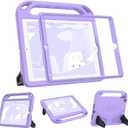 BMOUO Kids Case for iPad 9th/8th/7th Generation, with Built-in Screen Protector, Shockproof Handle Stand Kids iPad 10.2" Case 2021/2020/2019, Light Purple