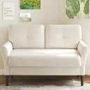 Small Sofa Couch, 48" Loveseat Sofa, Soft Velvet Love Seat Couches, Small Couch for Bedroom with 21" Deep Seat, Comfy Couches for Living Room, Tool-Free Setup Sofas for Living Room, White