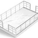 Wican Marble Guest Towel Holder Tray for Bathroom, Napkins Holder for Powder Room Dinning Table Wooden Basket for Disposable Paper Hand Towels Silvery and Marble White (9.06 x 5.51 x 2.56 inchs)