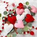 HunnmingRe 24 Pcs Valentine Felt Heart Ornaments for Tree Small Heart Hanging Decorations Valentine Felt Baubles for Home Wedding Party Decor(2.4 Inch,Simple Style,Red Pink White)