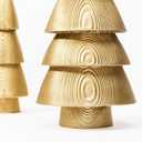 DN DECONATION Gold Tabletop Christmas Tree, Cone Trees Figurines for Xmas Decorations, Wooden-Like Resin Pine Tree Decor for Mantel, Desk, Shelves, TableCenterpieces Holiday Home Decor (Set of 2)