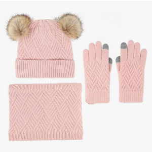 Ultra-Soft Kids Set Plush Hat Scarf Mittens