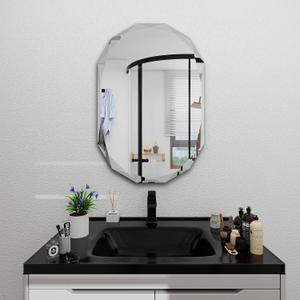 Beveled Bathroom Mirror, 20X30 Inch Single Beveled Edge Frameless, Beveled Edge Mirrorfor Living Room Bedroom Entryway Mantel Hallway Decoration, Hang Horizontally or Vertically (20 * 30inch)
