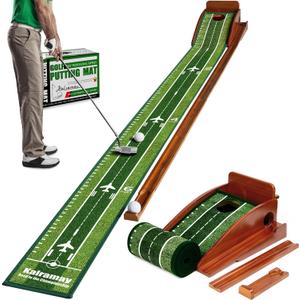 Putting Green Indoor Golf Putting Mat  Easy to Assemble with Automatic Ball Return, Wrinkle-Free Close to Real Green Speed, Suitable for Office, Recreation Room, Patio  Ideal Gift