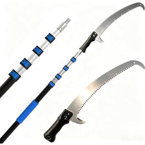 Manual Pole Saw for Tree Trimming, 18FT Reach Telescoping Extension Pole Tree Pruner with 24" Blade, Hand Pole Saw for Cutting High Branches, Detachable Pruning Saw for Garden Yard Maintenance