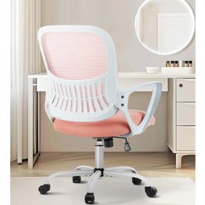 Office Computer Desk Managerial Executive Chair, Ergonomic Mid-Back Mesh Swivel Rolling Work with Wheels, Comfortable Lumbar Support, Comfy Arms for Home, Bedroom, Study, Student, Black 