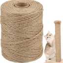 Natural Sisal Rope for Cat Scratcher, 1/4 Inch x 164 Feet Cat Rope, Heavy Duty Sisal Twine for Cats Scratching Post Replacement, and Crafts Gardening Home Decorating