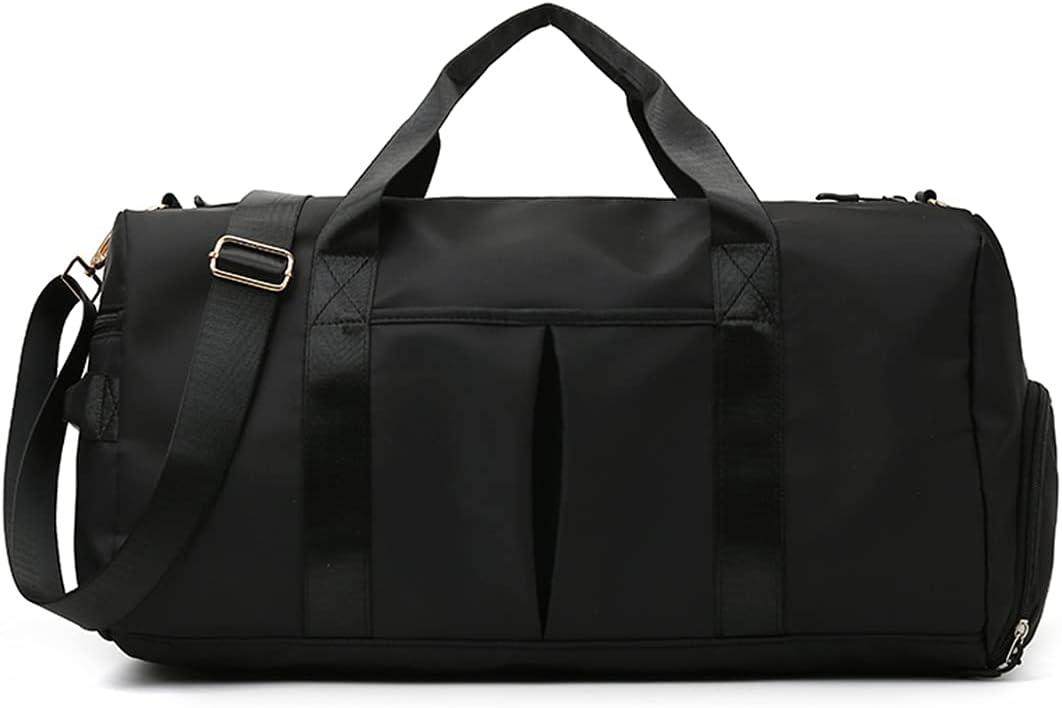 ZUEVI Sports Gym Duffel Bag for Men or Women Waterproof Weekender Travel Bag with Shoes Compartment Dry and Wet Separation for Training Swim Yoga(Black)