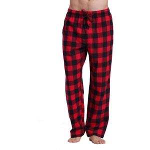 CYZ Men's 100% Cotton Super Soft Flannel Plaid Pajama Pants (Medium, Black Red Gingham)
