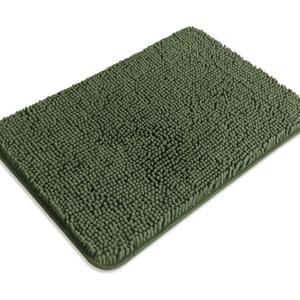Olive Green Bathroom Rugs Absorbent and Washable Bath Mat, Non-Slip, Thick Soft Chenille Bath Rugs for Bathroom Floor, Shower, Sink,  Dark Green - 17" x 24"