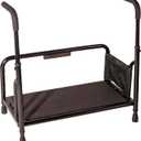 Stander Step-Stool, Portable Step with Adjustable Handles for Seniors and Elderly Adults, Extra Wide Heavy Duty Step-Ladder for Fall Prevention, Grab Bars, Motion Activated LED Light, Black