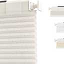 SUNOFF Cordless No Drill Light Filter Cellular Shades, 23" W x 48" H, Linen