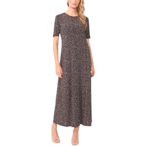 Vince Camuto Women's Short Sleeve Crew Neck Relaxed Maxi Dress (Medium, Rich Black)
