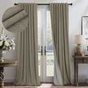 Pitalk Taupe Blackout Curtains 84 Inches Long for Bedroom 2 Panel Burg Linen Textured Room Darkening Drapes Thermal Insulated Dark Brown Curtains for Living Room Window Modern Farmhouse 84 Inch Length