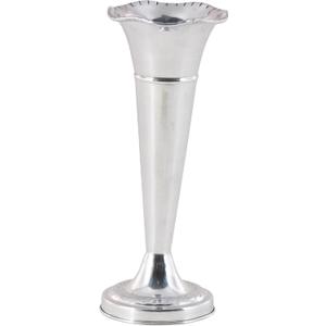 Deco 79 Aluminum Metal Flute Shaped Vase, 6" x 6" x 15", Silver