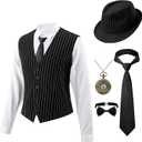 Spooktacular Creations Halloween Mobster Gangster Mens Costume, Roaring 20s Halloween Costumes for Men 2025, 1920s Suit (X-Large)