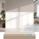 Art3d Premade Board and Batten Paintable Wainscoting Kit, MDF Accent Wall Panel for Kitchen Bedroom Living Room Home Decor Covers 94.5 x 54 in. Molding Trim Slat with Edge Strip (Log Color)