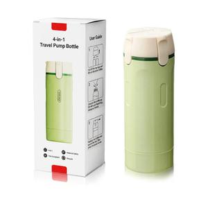 4 in 1 Travel Dispenser Bottles Shampoo Refillable Leak Proof TSA Compliant Size Containers Toiletries Toiletry with Pump Design Portable Organizer Conditioner Lotion Cream Vacation (Green)