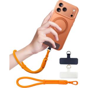 Phone Lanyard, Phone Wrist Strap for Cellphone Case, Adjustable Cell Phone Strap with 2 Tether Tabs for All Smartphones, Orange