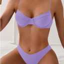 SweatyRocks Women's 2 Piece Bikini Set Spaghetti Strap High Cut Push Up Underwire Swimsuit (Purple, S)