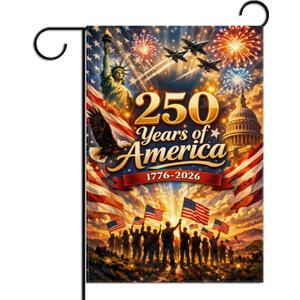 2 x 250 Anniversary USA Garden Flag Double Sided 4th of July Patriotic Party Decorations and Supplies for Home 12.5" X 18"