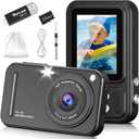 Digital Camera for Kids, 48MP FHD 1080P Point and Shoot Digital Cameras with 16X Zoom Anti-Shake, Compact Portable Cameras for Photography, for Boys Girls Teens Beginners-Black