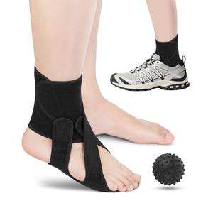 Snqqmtt Foot Drop Brace Adjustable Foot Brace for Walking, Ankle Foot Orthosis Provide Foot Drop and Ankle Support, for Walking with Shoes, Socks, or Barefoot, for MS, TBI, Stroke, Use Day & Night, Includes a Massage Ball, Right