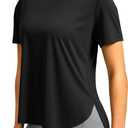 Soothfeel Women's Short Sleeve Workout Shirts Breathable Yoga T-Shirts with Side Slits Athletic Tee Tops (XX-Large, Black)