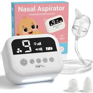 HEYVALUE Nasal Aspirator for Baby, Hospital Grade Nose Sucker with 9 Levels Suction, Night Light and Nursery Rhyme Soothing Function, Electric Nose Suction for Baby with Food-Grade Silicone Tips