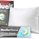 Mueller Gel Memory Foam Pillows, Queen Size, Cooling Pillow, Adjustable Firmness - Ideal Loft Stomach, Back, Side Sleeper Pillow - CertiPUR-US Certified Set of 4