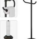 BESy Toilet Paper Holder Free Standing Bathroom Toilet Tissue Holder Stand for Floor Toilet Paper Roll Holder with Storage Hardware Accessories Rack Hand Towel Bar Oil Rubbed Bronze Stainless Steel