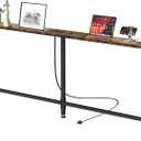 GRLEAF 78" Sofa Table with Built-in Power Strip (2 AC Outlets & 2 USB Ports)  4.9ft Power Cord, Metal Frame, Easy Assembly, Long Couch Table Behind Sofa, Living Room and Home Office | Rustic Brown