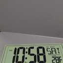 JALL 14.5" Large Digital Wall Clock Battery Operated with Big Digits LCD Screen Display, Day, Date, Alarm, Auto DST, Temperature for Living Room, Bedroom, Desk Decor, Mounted, Gift for Elderly (White)