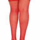 2 x Dreamgirl Women's Lace Top Fishnet Thigh High Hosiery, Red, One Size Queen