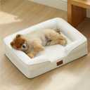 Bedsure Orthopedic Dog Beds for Small Dogs - Washable Small Dog Cat Bed Waterproof, Comfort Pet Couch Sofa with Washable Removable Cover, Pets Bed with Nonskid Bottom, Beige, 24"