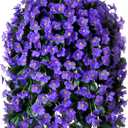 Artificial Fake Outdoor Hanging Flowers Plants Basket for Outside Porch Decoration, Fake Silk UV Resistant Look Real Purple Orchid Traing Vines for Home Balcony Yard Patio Garden Decor