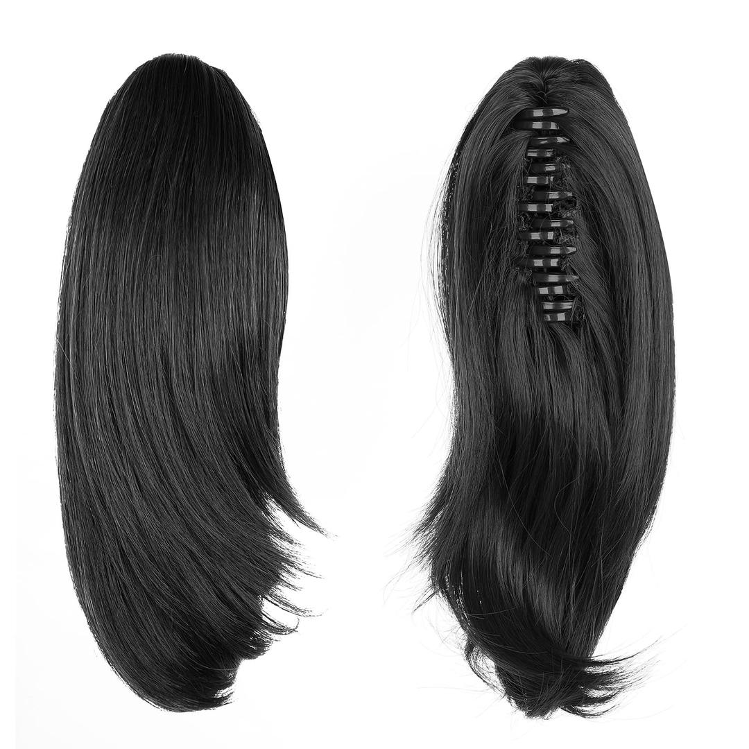 HSPJHTM Ponytail Extensions,Black Claw Clip Ponytail Hair Extension for Women Curly Hair Piece 10" Synthetic Pony Tail Wig Halloween Fluffy Daily Use