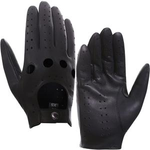 Harssidanzar Mens Lambskin Leather Driving Gloves GM026 (Medium(8.5-9"), Black)