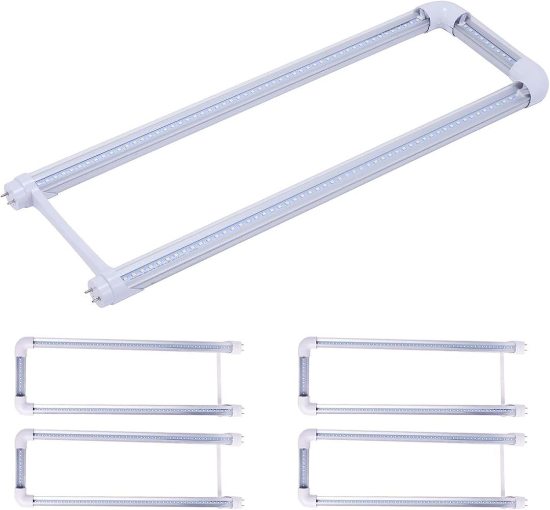 4 Pack T8 U Bend LED Tube Light,LED U Shaped Bulbs,Shop Light,Office Light 2x2FT 24W(50W Equivalent),6000K Daylight White,G13 Base Dual-End Powered,Ballast Bypass,LED Bulb Clear Cover 100-277V