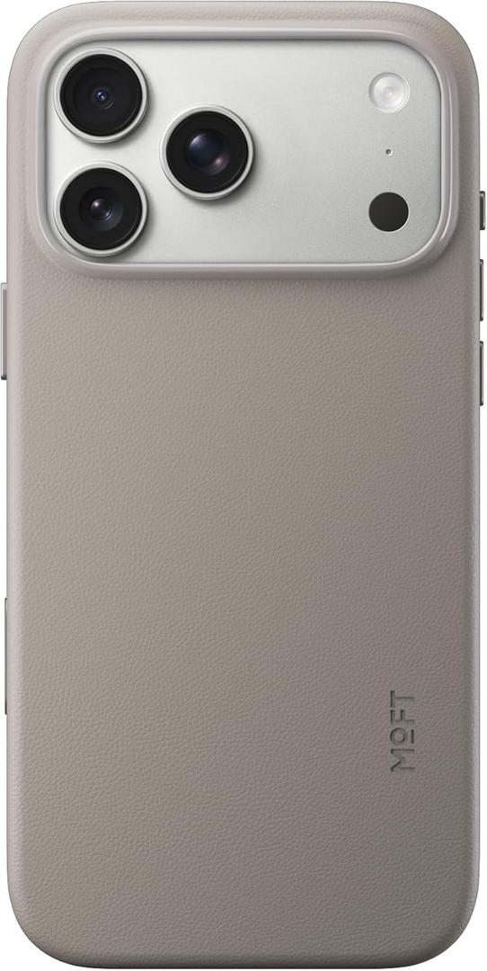 MOFT for iPhone 17 Pro Max Case- MOVAS Snap Case, MagSafe Compatible, Soft-Touch Vegan Leather, Classic Minimalist Design, Lightweight, Stain-Resistant & Camera Protection, Taupe