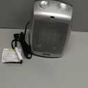 Lasko Desktop Electric Ceramic Space Heater with Adjustable Thermostat, 2 Heat Settings and Fan Only Mode, 9.2 Inches, Silver, 754200