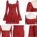 Women's Short Corset Y2k Mini Dress Long Sleeve Low Cut Lace Dress Vintage Solid Floral Party Dresses