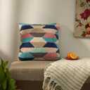 Tuffting Embroidery Decorative Throw Pillow Cover, 18 x 18 inches (Multi Geometrical)