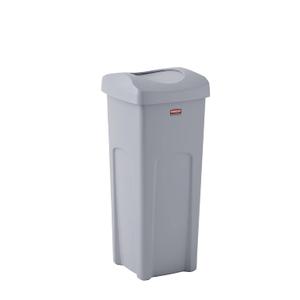 Rubbermaid Commercial Products Square Trash/Garbage Container with Untouchable Swing Top Lid, 23-Gallon, Gray, Perfect for Outdoor/Restaurant/School/Kitchen