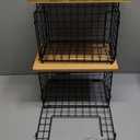 Tier High Quality Bamboo Wood Lid Stackable, Wire Baskets Foldable Countertop Baskets for Kitchen